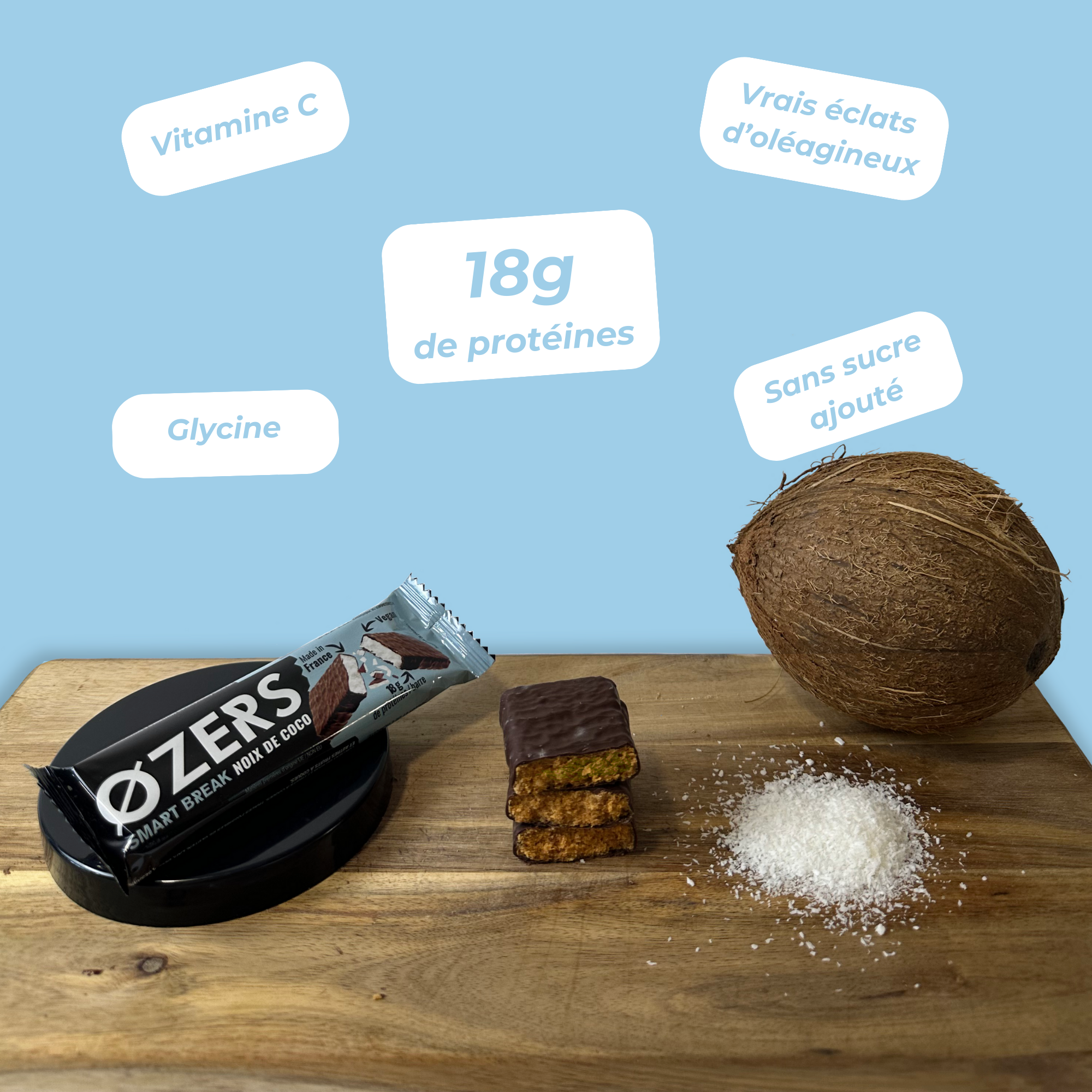 ØZERS - Barre protéinée Coco - Vegan & Made in France
